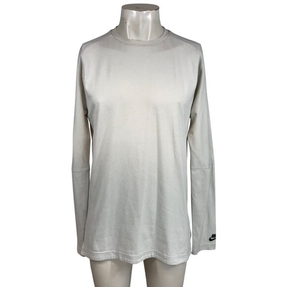 NIKE - MENS' MEDIUM - TAN CREW NECK COTTON BLEND LONG SLEEVE T-SHIRT - 861522-07 - Picture 1 of 10